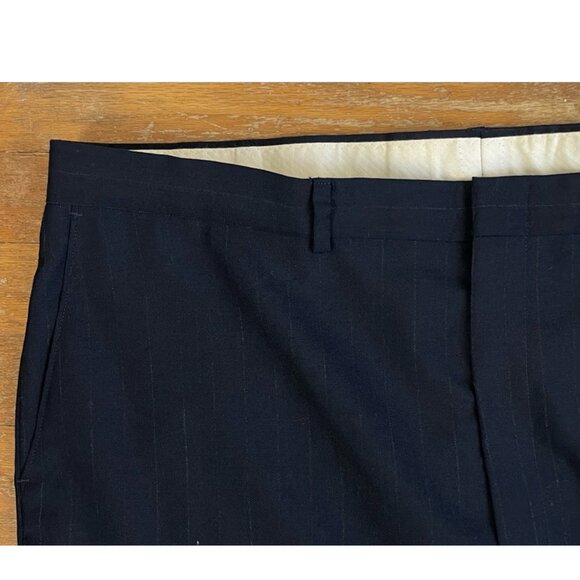 Vintage Mens Suit Set Size 46L Blazer 40x32 Pants 70s Navy Blue Pinstripe Jacket - Picture 9 of 10